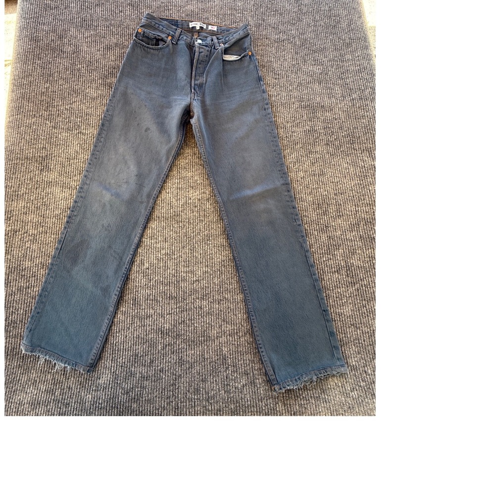 RE/DONE Levi's Reconstructed Straight Leg Jeans Tinted Steel Blue 27 USA Made